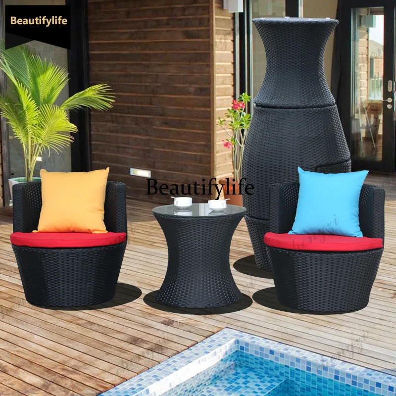 Q181 Balcony table and chair three-piece set lazy rattan chair coffee table leisure rattan chair outdoor courtyard combination
Q181 Balcony table and chair three-piece set lazy rattan chair coffee table leisure rattan chair outdoor courtyard combination