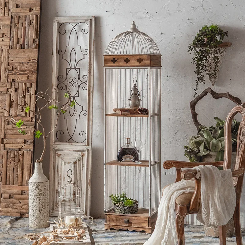 American retro creative bird cage shelf wrought iron display rack living room display cabinet floor ornament multi-layer
American retro creative bird cage shelf wrought iron display rack living room display cabinet floor ornament multi-layer