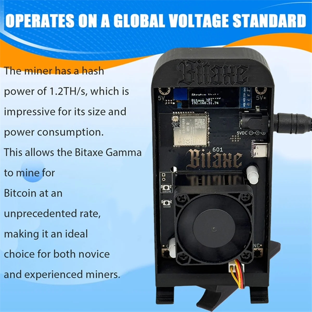 N22R_Bitaxe Gamma 601 1.2TH/S Bitcoin Solo Lottery Miner BM1370 US Plug
N22R_Bitaxe Gamma 601 1.2TH/S Bitcoin Solo Lottery Miner BM1370 US Plug