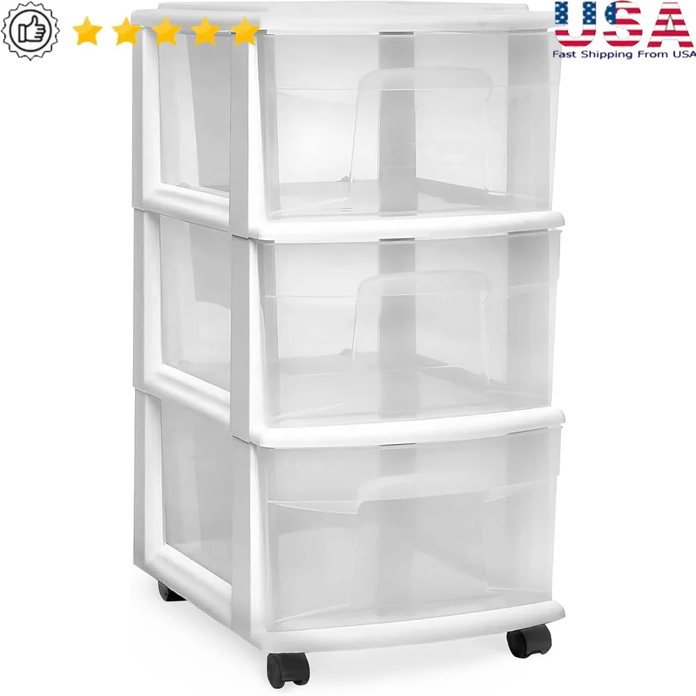 Clear Plastic Storage Cart 3-Tier Organizer with Heavy-Duty Drawers Home Office Crafts and Closet Use
Clear Plastic Storage Cart 3-Tier Organizer with Heavy-Duty Drawers Home Office Crafts and Closet Use