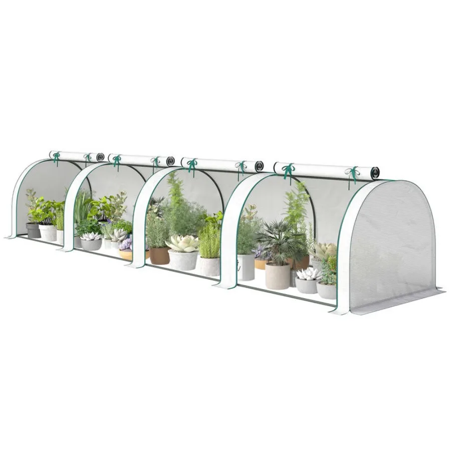 Mini Greenhouse, Portable Greenhouse with 4 Roll-Up Doors, PE Cover, 177.2" x 39.4" x 31.5", White
Mini Greenhouse, Portable Greenhouse with 4 Roll-Up Doors, PE Cover, 177.2" x 39.4" x 31.5", White