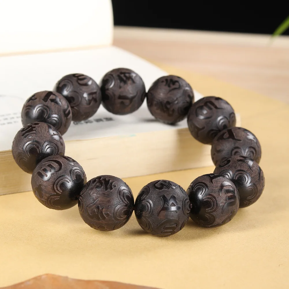 20mm Ebony Carved Six Syllable Mantra Bracelet Wooden Prayer Beads Single Circle Rosary for Men and Women Gifts
20mm Ebony Carved Six Syllable Mantra Bracelet Wooden Prayer Beads Single Circle Rosary for Men and Women Gifts