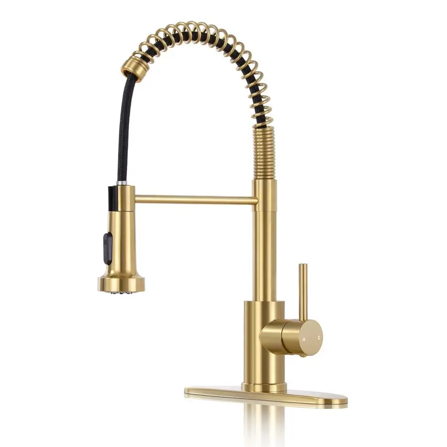 Кухонные смесители с выдвижным изливом, матовое золото, высокий излив, однорычажные, на 1 или 3 отверстия, пружинный кран для кухонной мойки с креплением на столешницу
Кухонные смесители с выдвижным изливом, матовое золото, высокий излив, однорычажные, на 1 или 3 отверстия, пружинный кран для кухонной мойки с креплением на столешницу