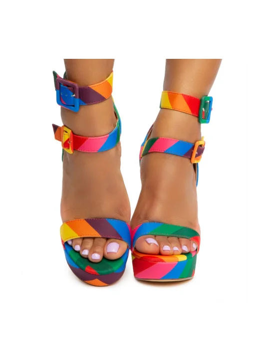 Toes Extra High Waterproof Platform Ankle Double Buckle Sandals Rainbow Colors Chunky High Heels Hollow Out Luxury Women's Shoes
Toes Extra High Waterproof Platform Ankle Double Buckle Sandals Rainbow Colors Chunky High Heels Hollow Out Luxury Women's Shoes