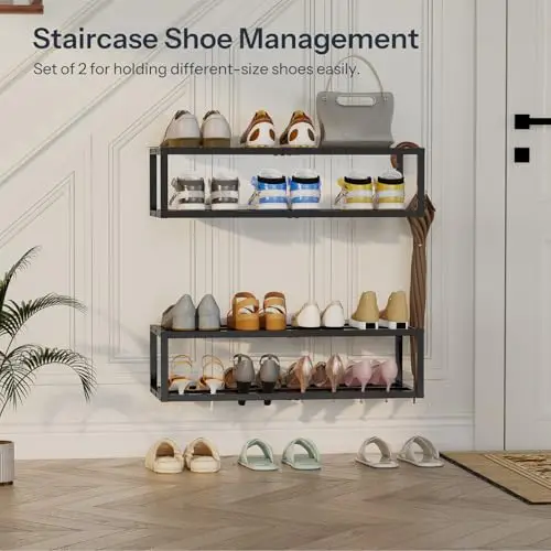 Black Metal Two-Level Wall-Mounted Shoe Organizer Set – Compact Hanging Storage For Hallway, Closet, Small Areas, 12–16 Pairs
Black Metal Two-Level Wall-Mounted Shoe Organizer Set – Compact Hanging Storage For Hallway, Closet, Small Areas, 12–16 Pairs