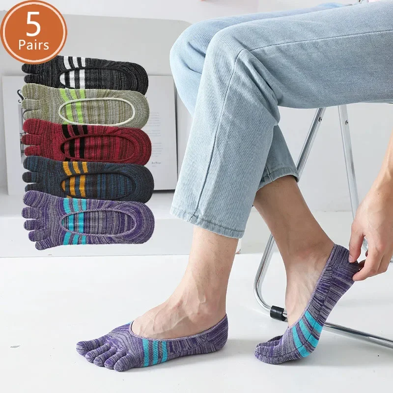5 Pairs Summer Man Five Finger Boat Socks No Show Pure Cotton Striped Colorful Casual Vintage Sweat-Absorbing Invisible Toe Sock
5 Pairs Summer Man Five Finger Boat Socks No Show Pure Cotton Striped Colorful Casual Vintage Sweat-Absorbing Invisible Toe Sock
