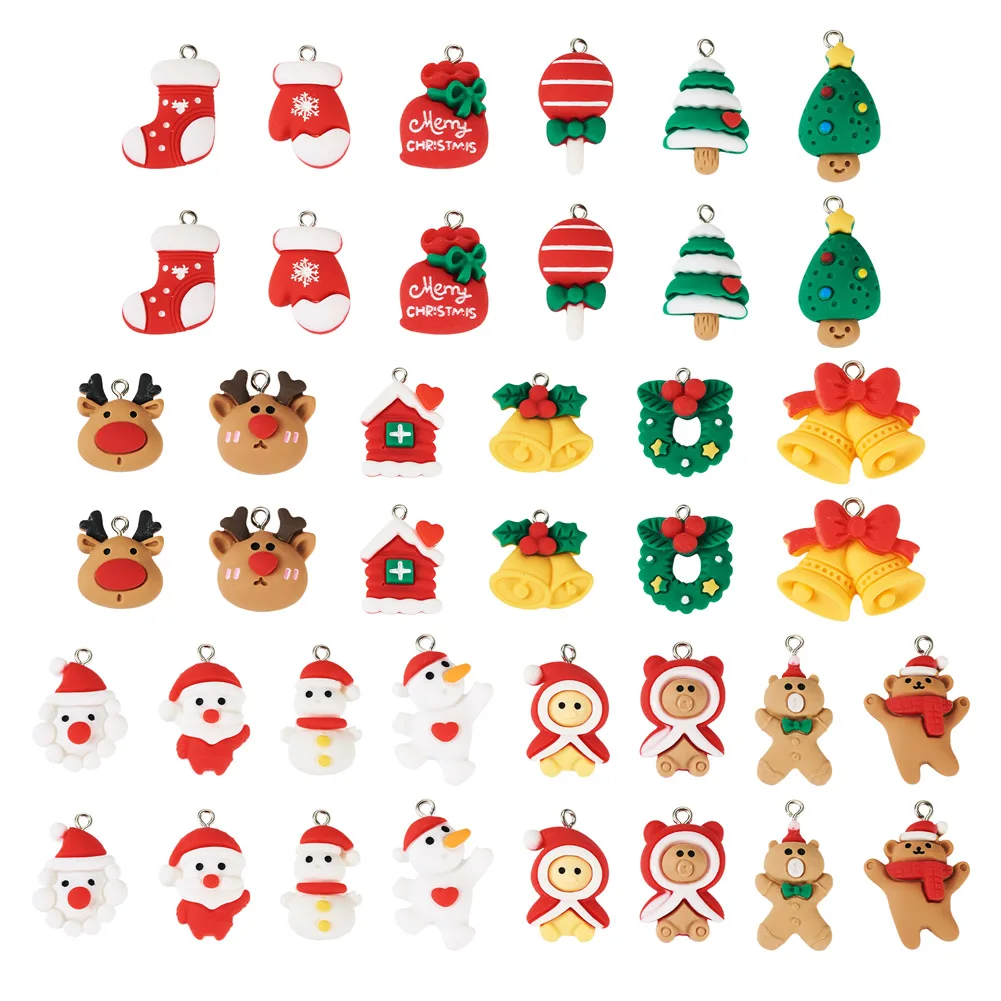 40Pcs Christmas Theme Opaque Resin Pendants Christmas Charms Snowman Tree Bell Earring Pendant Christmas Decor DIY Jewelry Make
40Pcs Christmas Theme Opaque Resin Pendants Christmas Charms Snowman Tree Bell Earring Pendant Christmas Decor DIY Jewelry Make