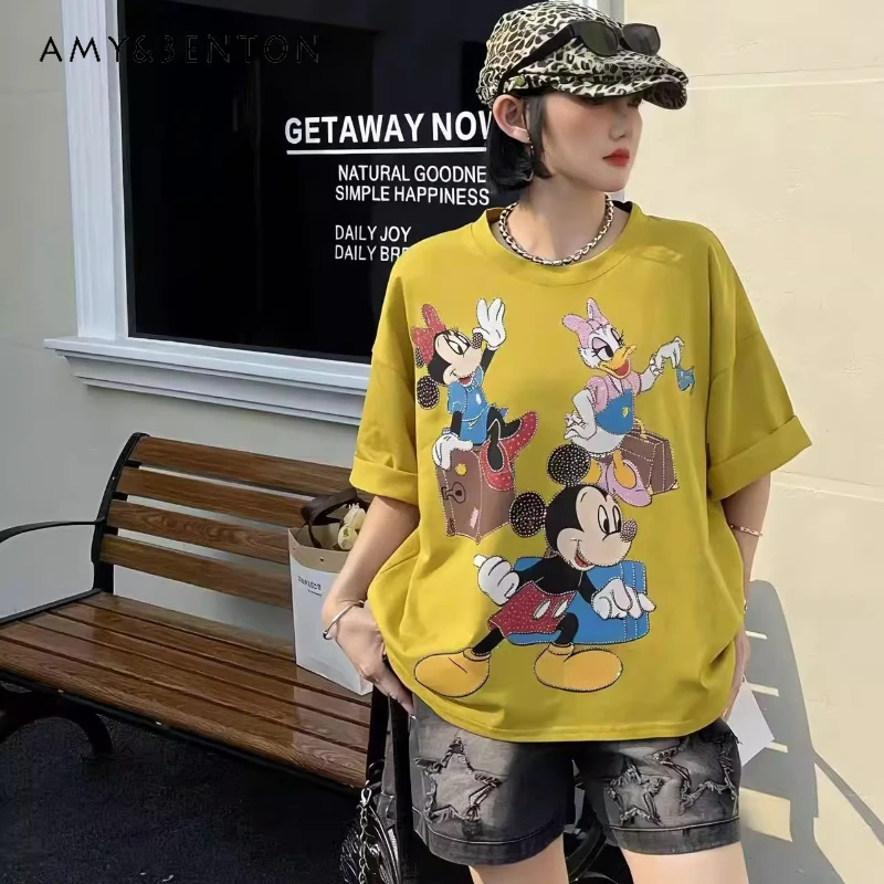 Spring New Korean Style Loose Slimming Tees Versatile Casual Cartoon Pattern Cute Short Sleeves T-shirt For Women's Y2k Clothes
Spring New Korean Style Loose Slimming Tees Versatile Casual Cartoon Pattern Cute Short Sleeves T-shirt For Women's Y2k Clothes