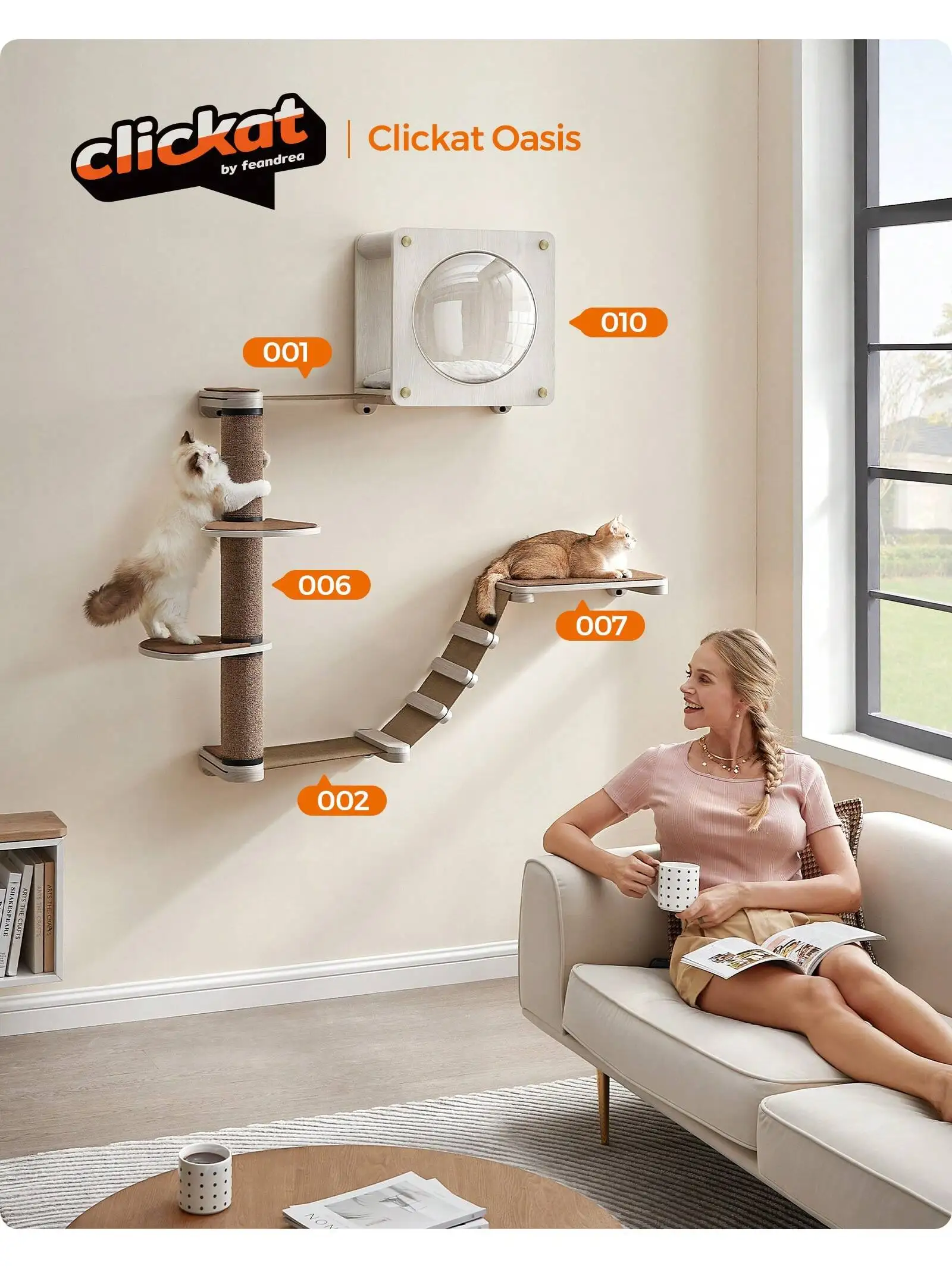 Feandrea Clickat Oasis - Cat Wall Furniture, Set Of 5, Cat Wall Shelf, Wall-Mounted Cat Hammock, Scratching Post, Cave, Extre
Feandrea Clickat Oasis - Cat Wall Furniture, Set Of 5, Cat Wall Shelf, Wall-Mounted Cat Hammock, Scratching Post, Cave, Extre