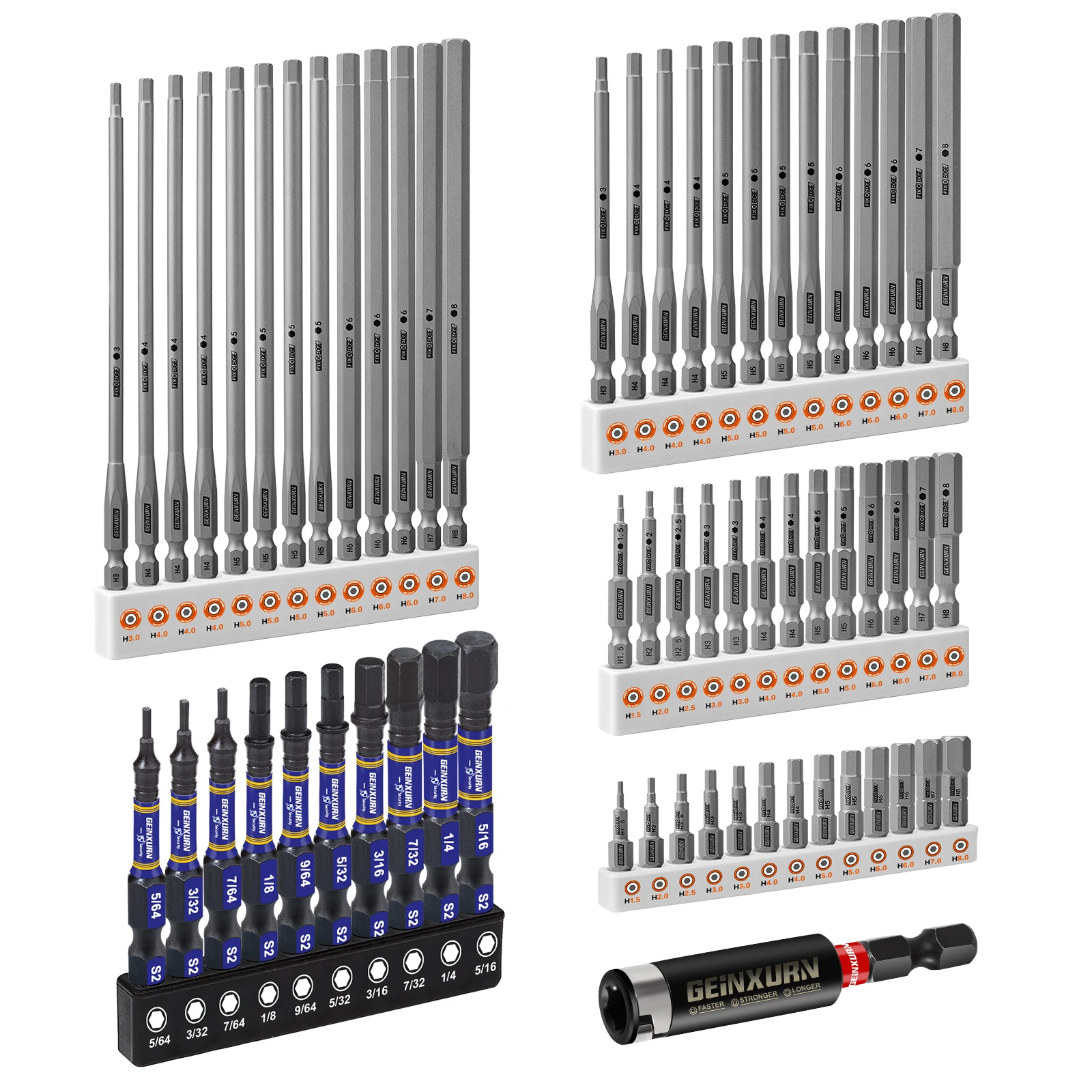 Geinxurn 63PCS Screwdriver Bit Set, 1"/2"/4"/6" Hex Fixedge Driver Bit Set, S2 Alloy Steel Magnetic Driver Bits Kit With Holder
Geinxurn 63PCS Screwdriver Bit Set, 1"/2"/4"/6" Hex Fixedge Driver Bit Set, S2 Alloy Steel Magnetic Driver Bits Kit With Holder