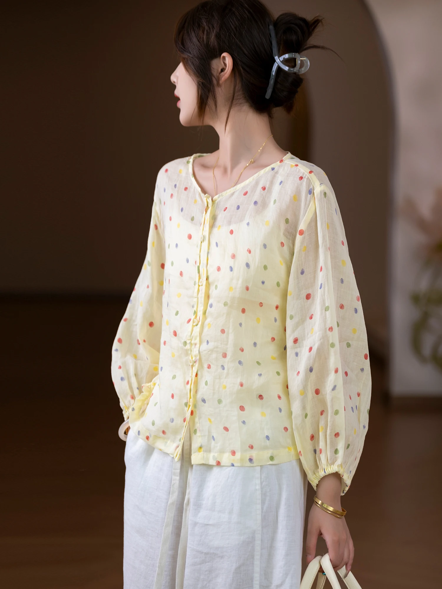 Rain 00% Flax Airy irt Легкий дышащий круглый длинный повседневный топ в горошек для женщин, лето 2025
Rain 00% Flax Airy irt Легкий дышащий круглый длинный повседневный топ в горошек для женщин, лето 2025