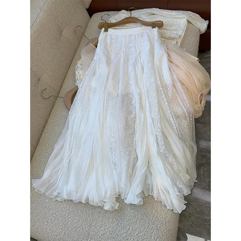 Elegant A-Line Skirt with Heavy Lace Trim And Tulle Design for Women Spring Summer New Arrival Fairy Style White Lace Skirt
Elegant A-Line Skirt with Heavy Lace Trim And Tulle Design for Women Spring Summer New Arrival Fairy Style White Lace Skirt