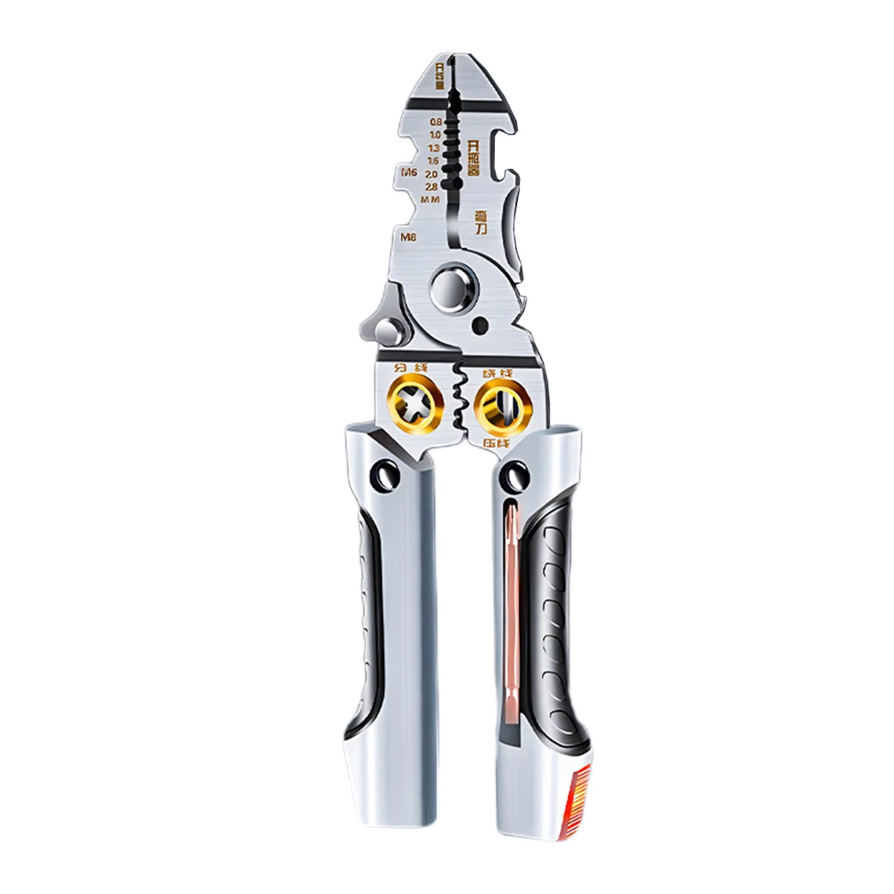 Multifunctional Wire Stripper and Crimper Tool for Cutting Stripping and Slicing Cables in Electrical Applications
Multifunctional Wire Stripper and Crimper Tool for Cutting Stripping and Slicing Cables in Electrical Applications