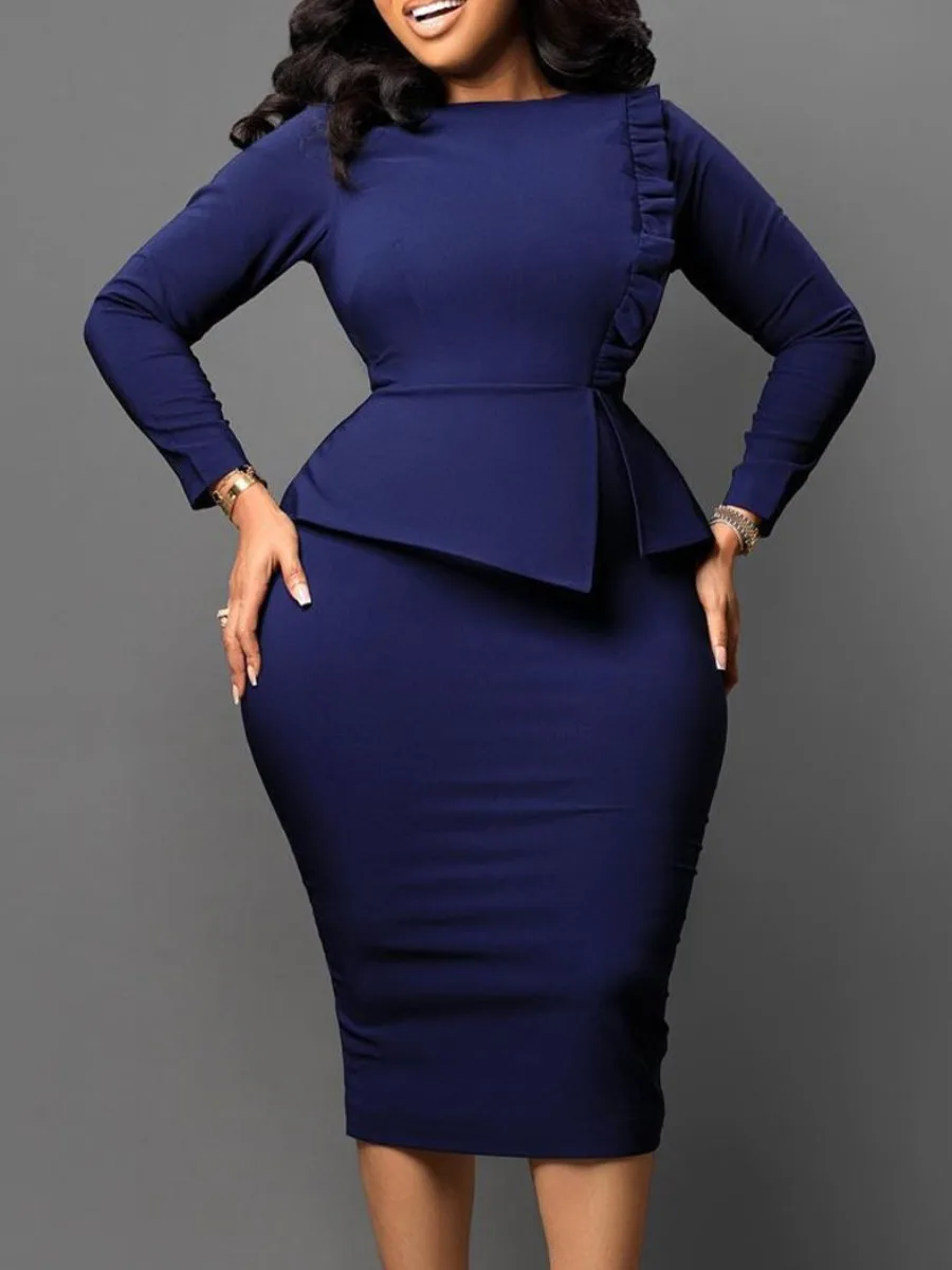 LW Ruffle Design Slit Bodycon Pencil Dress Plain High Waist Long Sleeve Crew Neck Midi Dresses Asymmetrical Zipper Fungus Dress
LW Ruffle Design Slit Bodycon Pencil Dress Plain High Waist Long Sleeve Crew Neck Midi Dresses Asymmetrical Zipper Fungus Dress