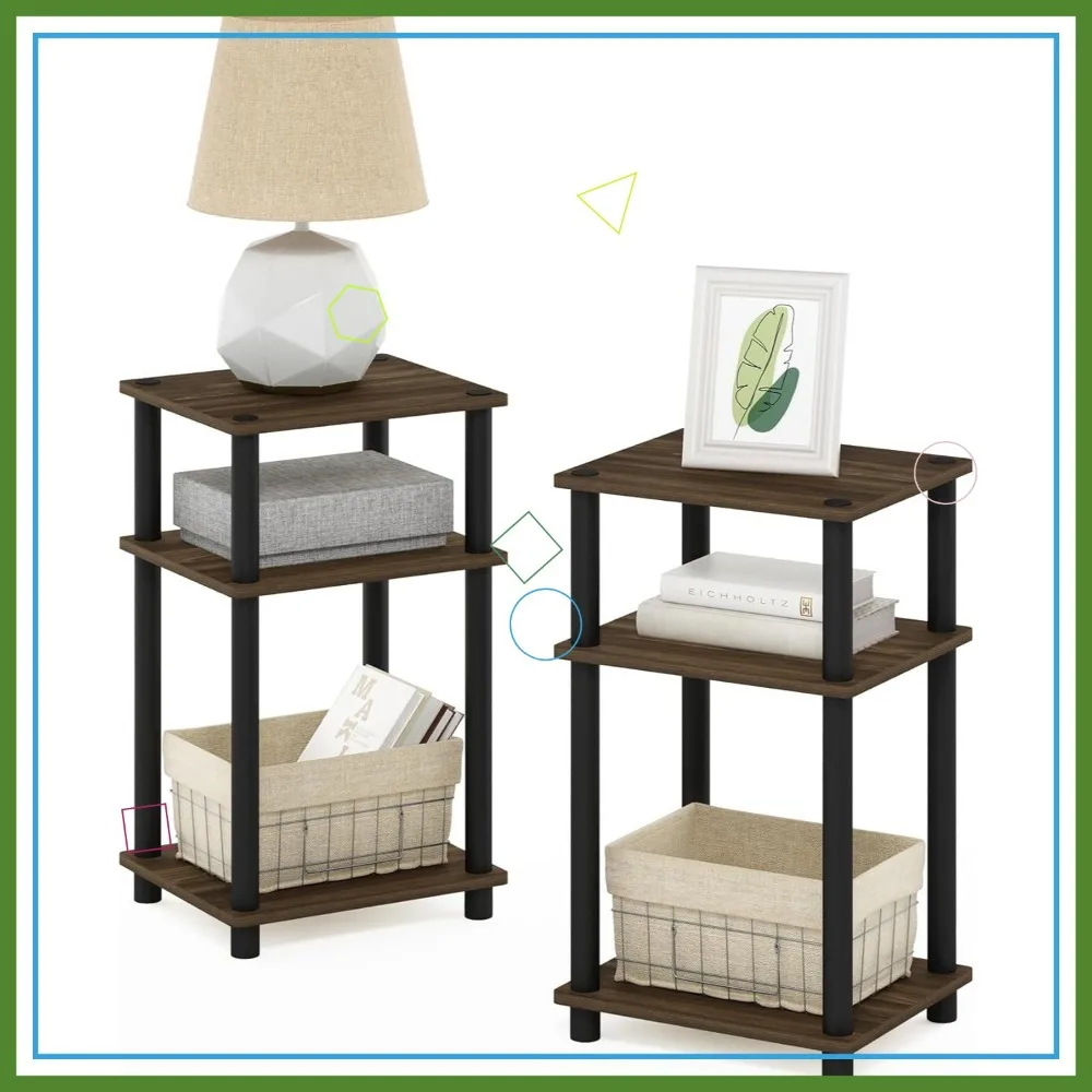 Набор из 2 трехъярусных тумбочек с открытым хранилищем, сборка без инструментов для спальни, гостиной, отделка из орехового дерева
Набор из 2 трехъярусных тумбочек с открытым хранилищем, сборка без инструментов для спальни, гостиной, отделка из орехового дерева