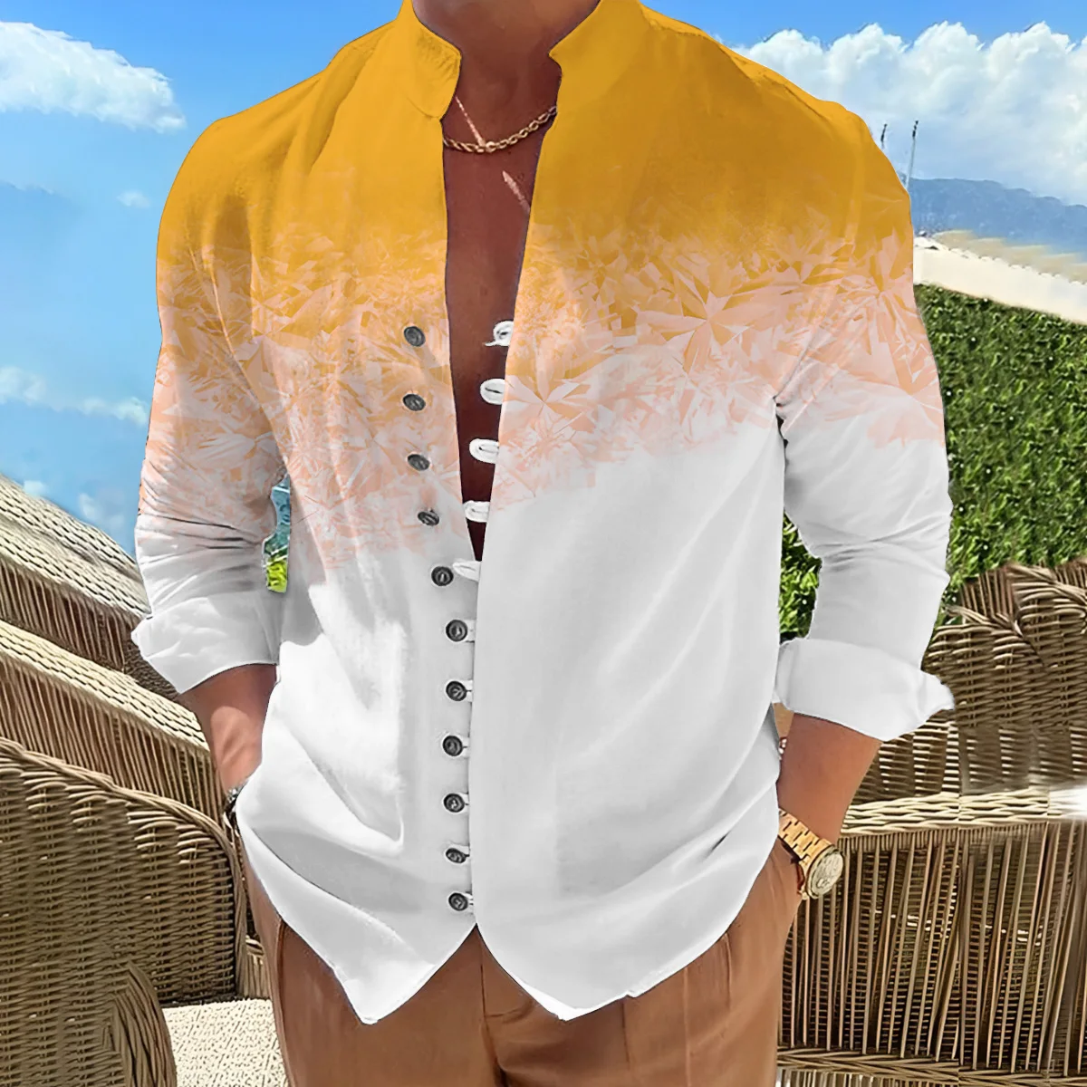 Summer Casual Men Linen Shirts New Print Button Shirt Fashion Stand Up Collar Loose Men's Shirts Streetwear Casual Beach
Summer Casual Men Linen Shirts New Print Button Shirt Fashion Stand Up Collar Loose Men's Shirts Streetwear Casual Beach