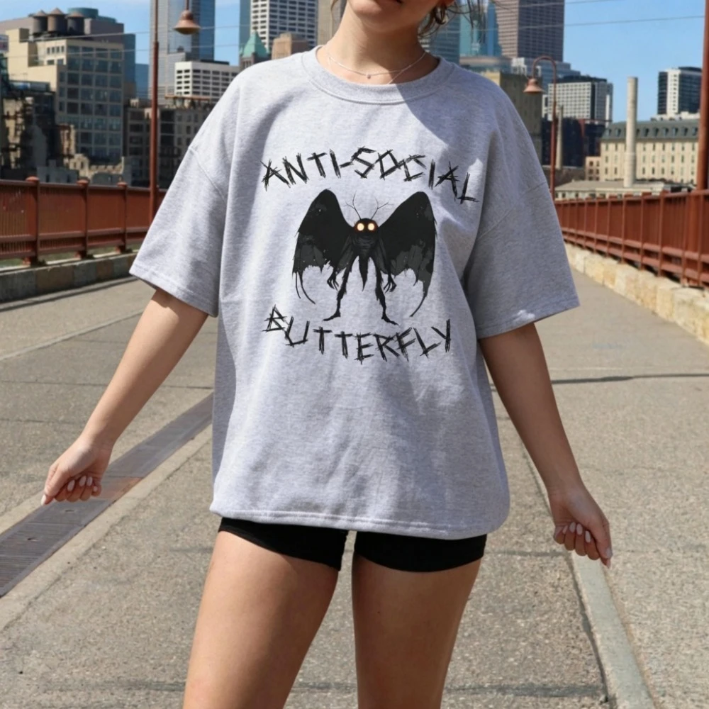 Mothman Anti-Social Butterfly Sweatshirt | Gothic Humor Cryptid Graphic T Shirt
Mothman Anti-Social Butterfly Sweatshirt | Gothic Humor Cryptid Graphic T Shirt