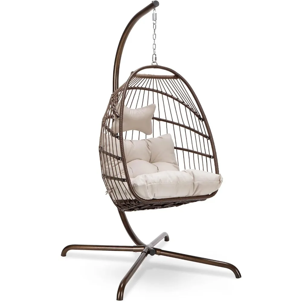 Swing Egg Chair with Stand Indoor Outdoor, Comfy Rattan Patio Basket Hanging Chair with Cushion & Pillow, 350lbs Weight Capacit
Swing Egg Chair with Stand Indoor Outdoor, Comfy Rattan Patio Basket Hanging Chair with Cushion & Pillow, 350lbs Weight Capacit