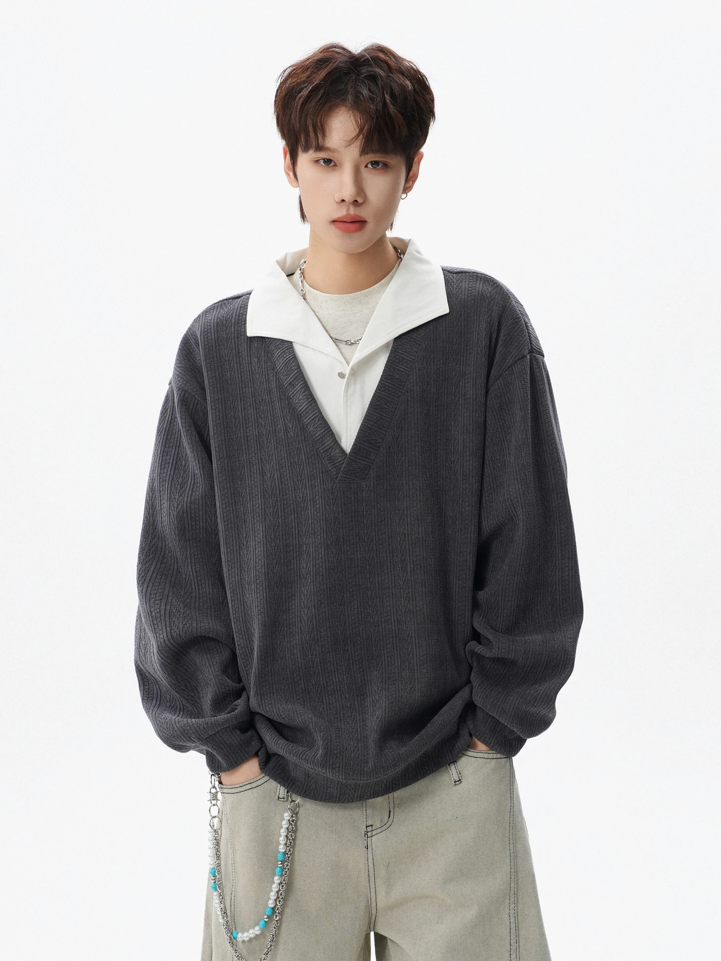 American Sle Loose Men's Sweatirt Texture Sensation Fake Two-Piece Spring Vintage Couples Match All-Match Youth Faion
American Sle Loose Men's Sweatirt Texture Sensation Fake Two-Piece Spring Vintage Couples Match All-Match Youth Faion