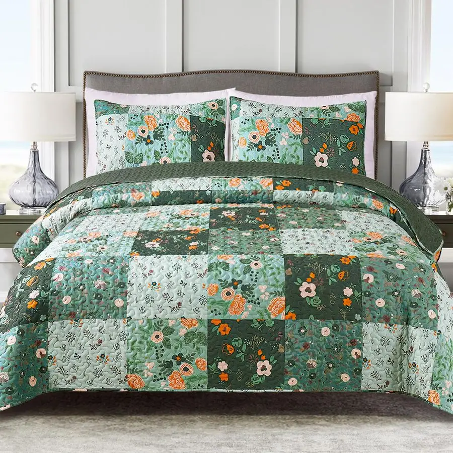Reversible Boho Quilts Queen Size, Green Bedspreads Lightweight Coverlet All Season Patchwork Quilt Bedding Set with Printed Flo
Reversible Boho Quilts Queen Size, Green Bedspreads Lightweight Coverlet All Season Patchwork Quilt Bedding Set with Printed Flo