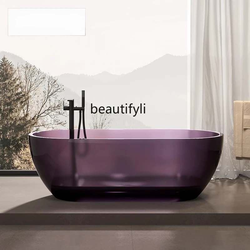 Oval transparent bathtub hotel B & B villa independent integrated colored resin crystal double bathtub
Oval transparent bathtub hotel B & B villa independent integrated colored resin crystal double bathtub