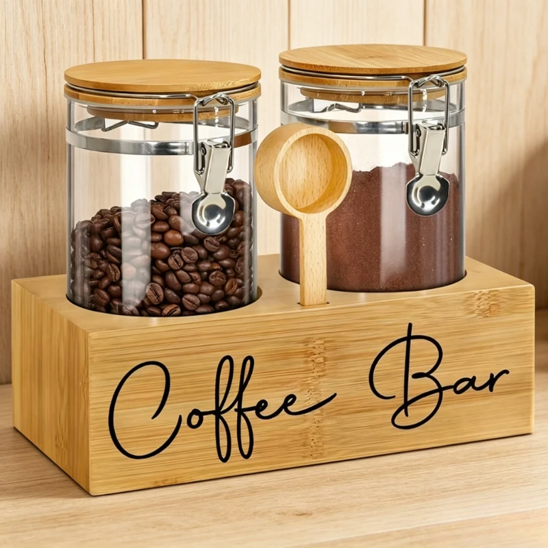 Clasp Type Glass Sealed Jar Set, Airtight Coffee Canister with Wood Spoon for Kitchen Pantry Organization
Clasp Type Glass Sealed Jar Set, Airtight Coffee Canister with Wood Spoon for Kitchen Pantry Organization
