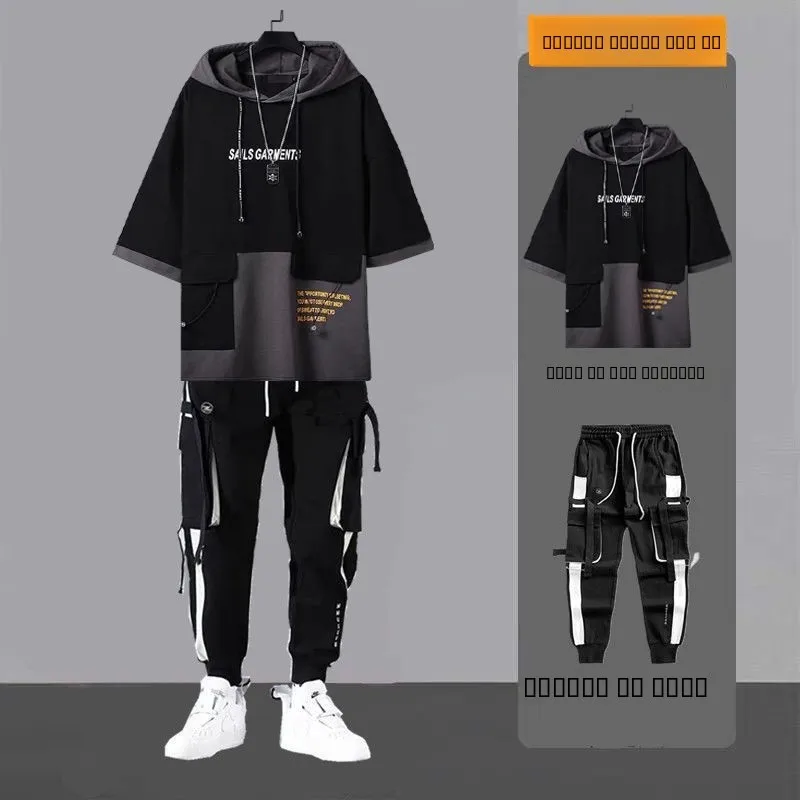 Повседневный летний модный брендовый мужской комплект: худи с коротким рукавом и молодежные рабочие джинсы с низкой посадкой, свободного кроя, устойчивые к пятнам
Повседневный летний модный брендовый мужской комплект: худи с коротким рукавом и молодежные рабочие джинсы с низкой посадкой, свободного кроя, устойчивые к пятнам