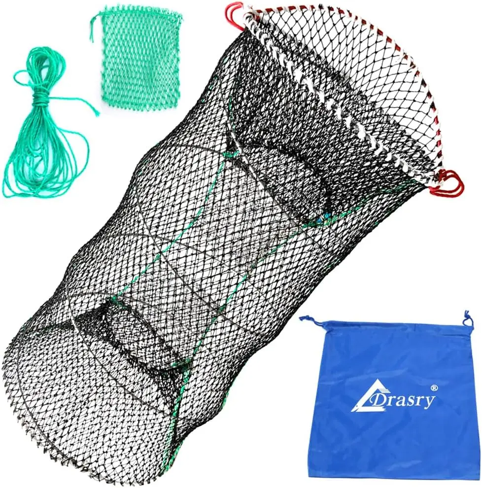 Folding Crab Trap with Bait Bag for Lobster Crawfish Shrimp, Portable Collapsible Fishing Net for Blue Crabs
Folding Crab Trap with Bait Bag for Lobster Crawfish Shrimp, Portable Collapsible Fishing Net for Blue Crabs