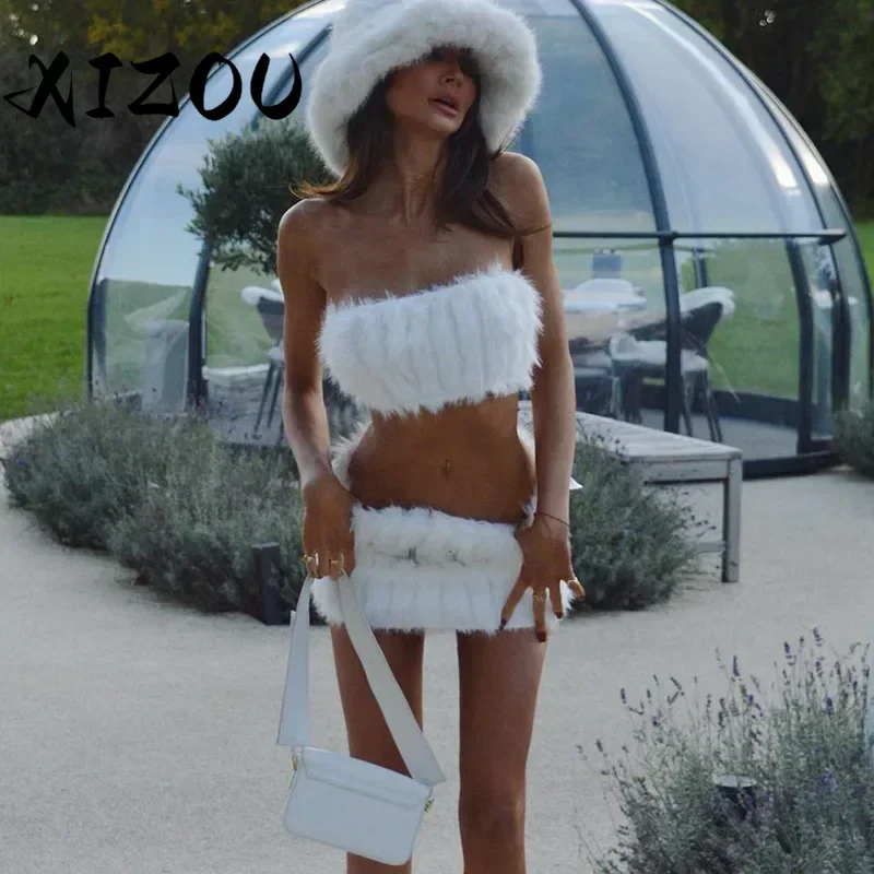 XIZOU Splice Feather Skirt 2 Piece Sets Womens Outfits Sexy Off Shoulder Strapless Tube Tops 2024 New Warm Skirts Sets Women
XIZOU Splice Feather Skirt 2 Piece Sets Womens Outfits Sexy Off Shoulder Strapless Tube Tops 2024 New Warm Skirts Sets Women