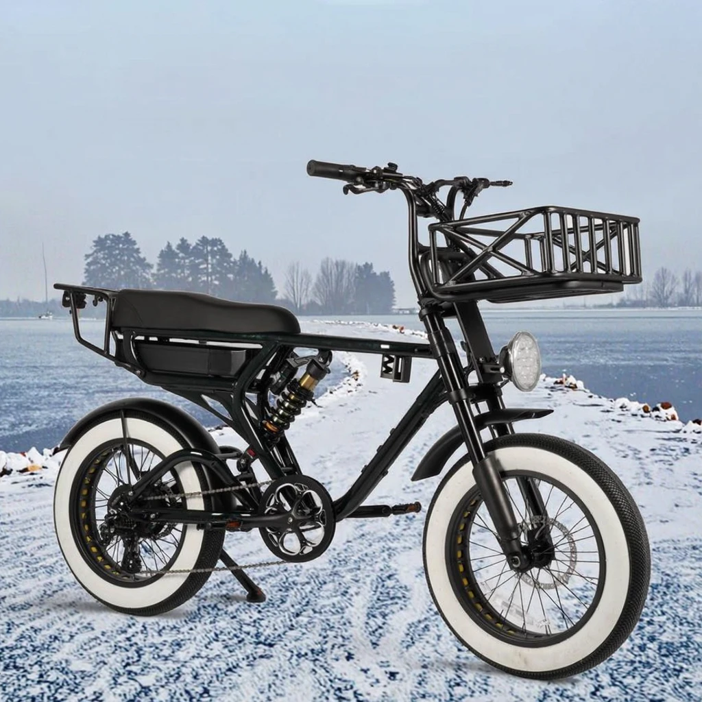 Powerful 48V 20Ah Electric Snow Bike Removable Battery Rear Bafang Motor Aluminum Frame for All-Terrain Use Winter Adventures
Powerful 48V 20Ah Electric Snow Bike Removable Battery Rear Bafang Motor Aluminum Frame for All-Terrain Use Winter Adventures