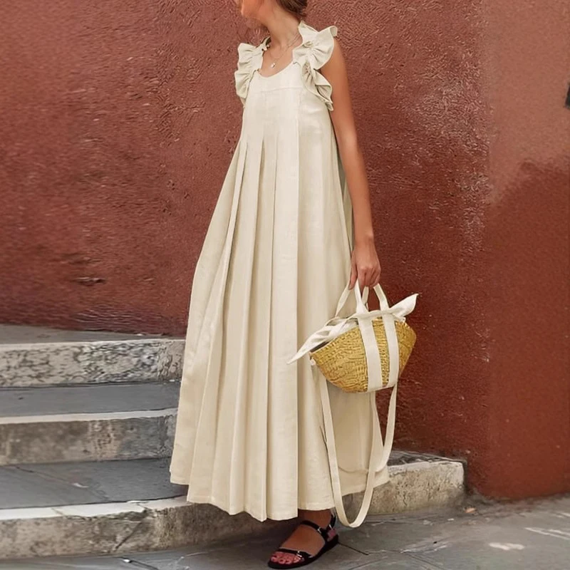 OMSJ Vacation Beach Style Sleeveless Tank Dress For Women 2026 Solid Color Edible Tree Fungus Design Pleated Long Loose Vestidos
OMSJ Vacation Beach Style Sleeveless Tank Dress For Women 2026 Solid Color Edible Tree Fungus Design Pleated Long Loose Vestidos