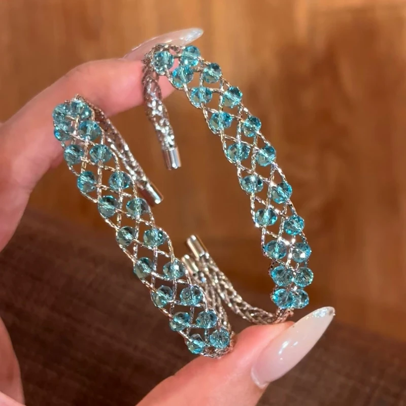 Bellux Italian Mesh Blue Crystal Bracelet Summer Beauty Jewelry Sparkling Waves Opening 925 Silver Gold Plated Bangle
Bellux Italian Mesh Blue Crystal Bracelet Summer Beauty Jewelry Sparkling Waves Opening 925 Silver Gold Plated Bangle