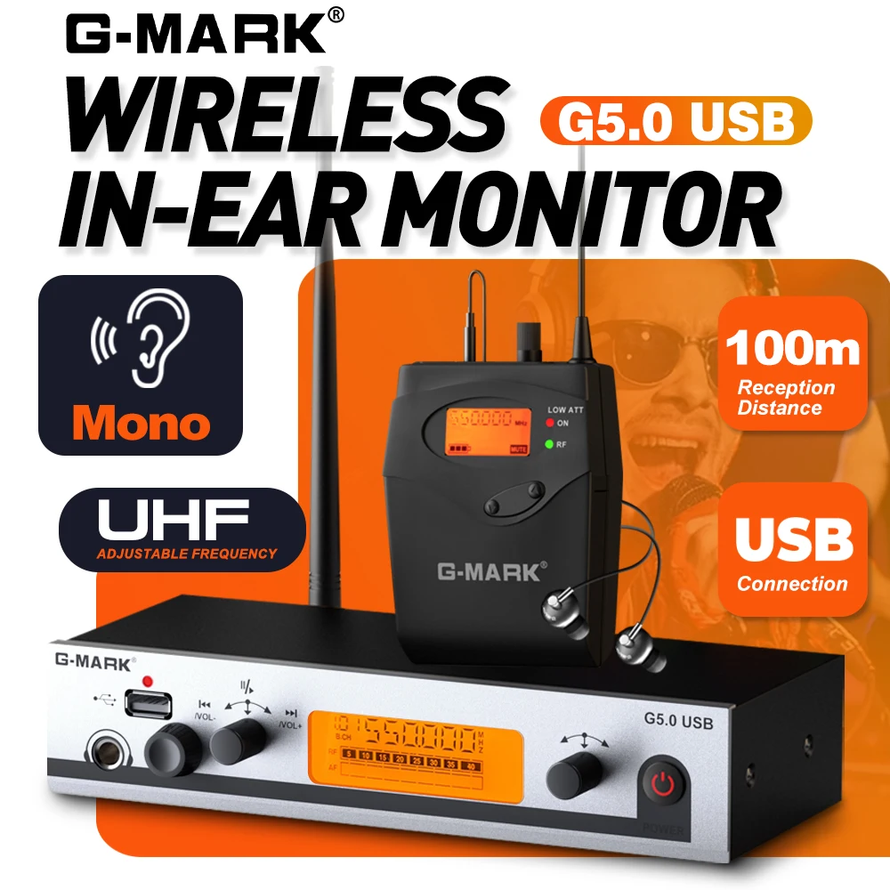Беспроводная система мониторинга в ухе G-MARK G5.0USB, одноканальная, UHF, для сценического использования, выступлений групп и студийного мониторинга.
Беспроводная система мониторинга в ухе G-MARK G5.0USB, одноканальная, UHF, для сценического использования, выступлений групп и студийного мониторинга.