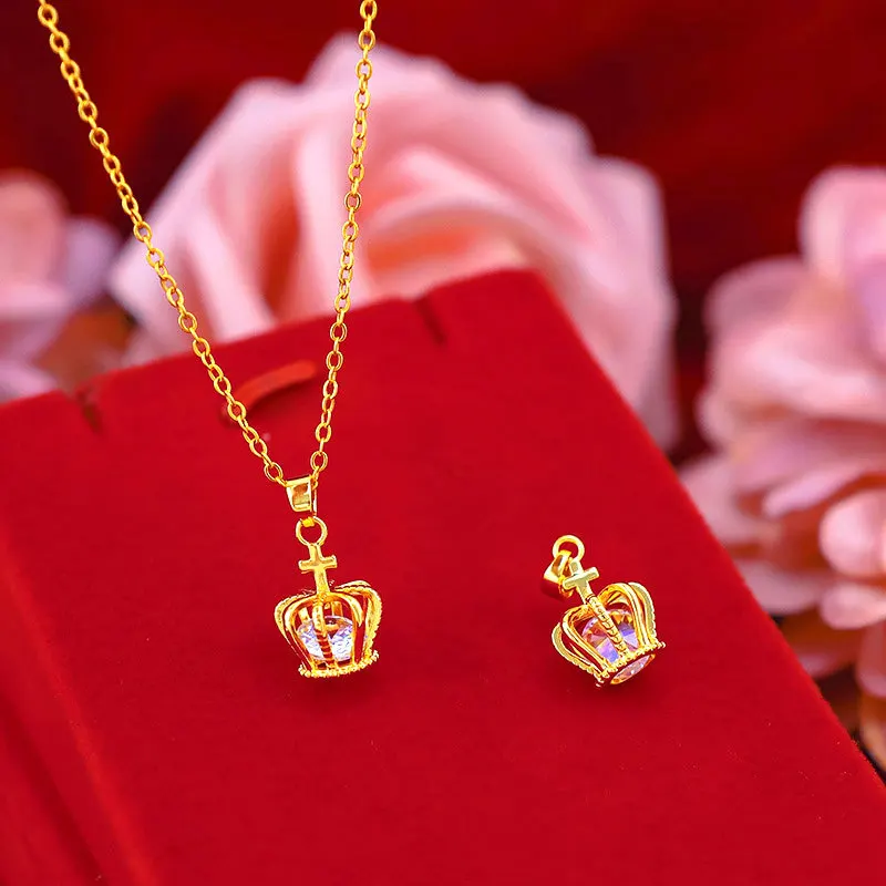 18k Yellow Gold Color Zircon CrownPendant Necklace for Women Clavicle Chain Gold Necklace Valentine's Day Fine Jewelry Gifts
18k Yellow Gold Color Zircon CrownPendant Necklace for Women Clavicle Chain Gold Necklace Valentine's Day Fine Jewelry Gifts