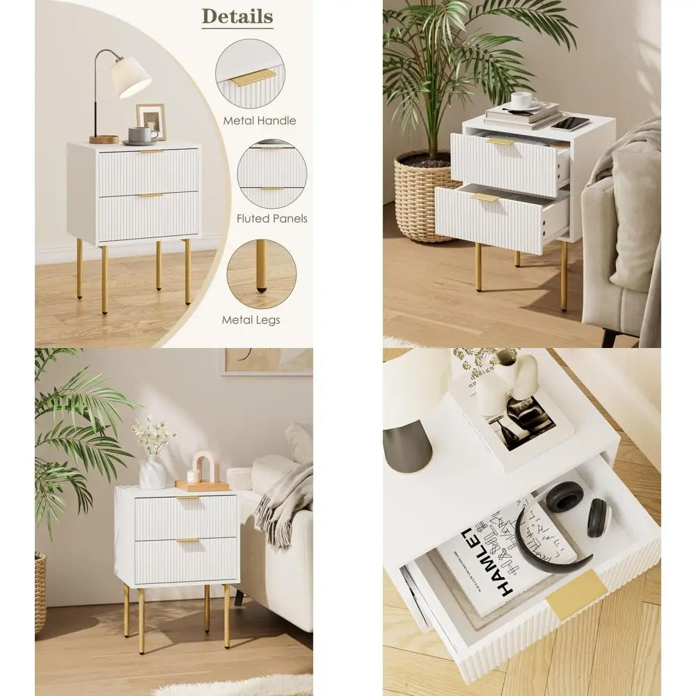 Современная тумбочка с 2 ящиками, акцентный столик в золотой полоску для спальни и гостиной (белый)
Современная тумбочка с 2 ящиками, акцентный столик в золотой полоску для спальни и гостиной (белый)