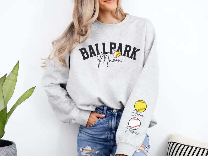 Softball Baseball Mom Sweatshirt Name on Sleeve Custom Baseball Softball Mom Sweater Personalized Ballpark Mama Sweatshirt
Softball Baseball Mom Sweatshirt Name on Sleeve Custom Baseball Softball Mom Sweater Personalized Ballpark Mama Sweatshirt