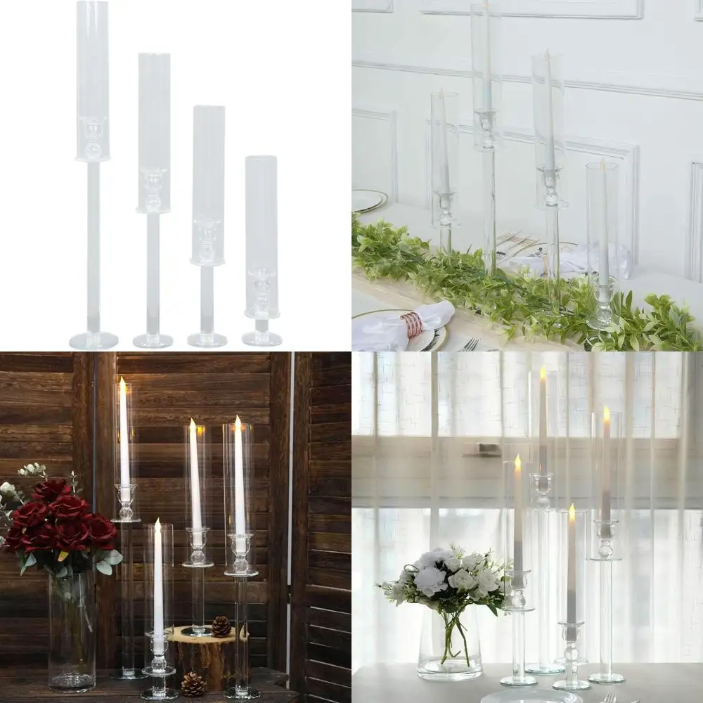 Set of 4 Clear Crystal Taper Candle Holders with Tall Cylinder Tubes - 14, 18, 22, 26
Set of 4 Clear Crystal Taper Candle Holders with Tall Cylinder Tubes - 14, 18, 22, 26