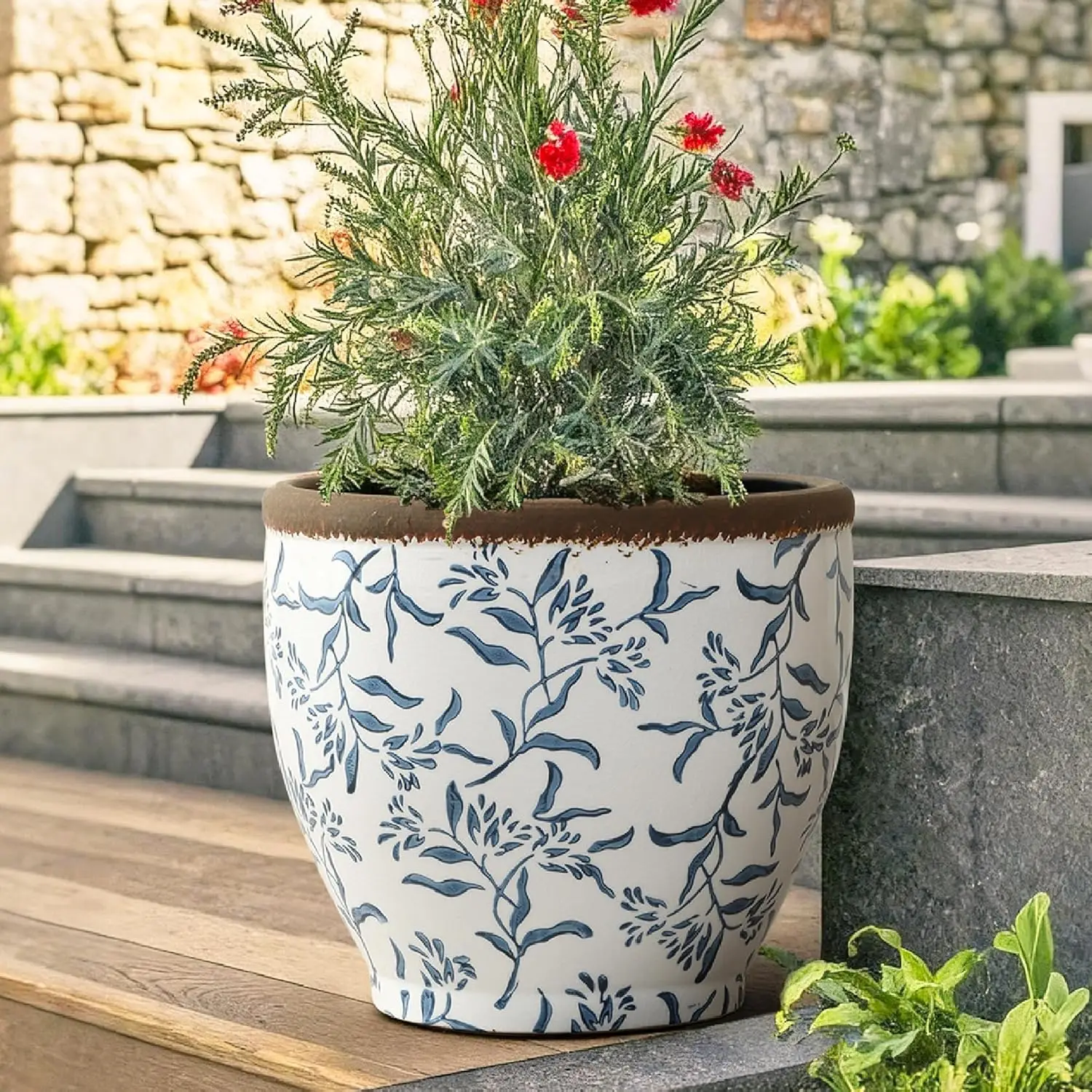 LuxenHome 12" Dia Large Ceramic Pots for Plants, Blue and White Ceramic Planters for Outdoor Plants, Round Indoor, Customized
LuxenHome 12" Dia Large Ceramic Pots for Plants, Blue and White Ceramic Planters for Outdoor Plants, Round Indoor, Customized
