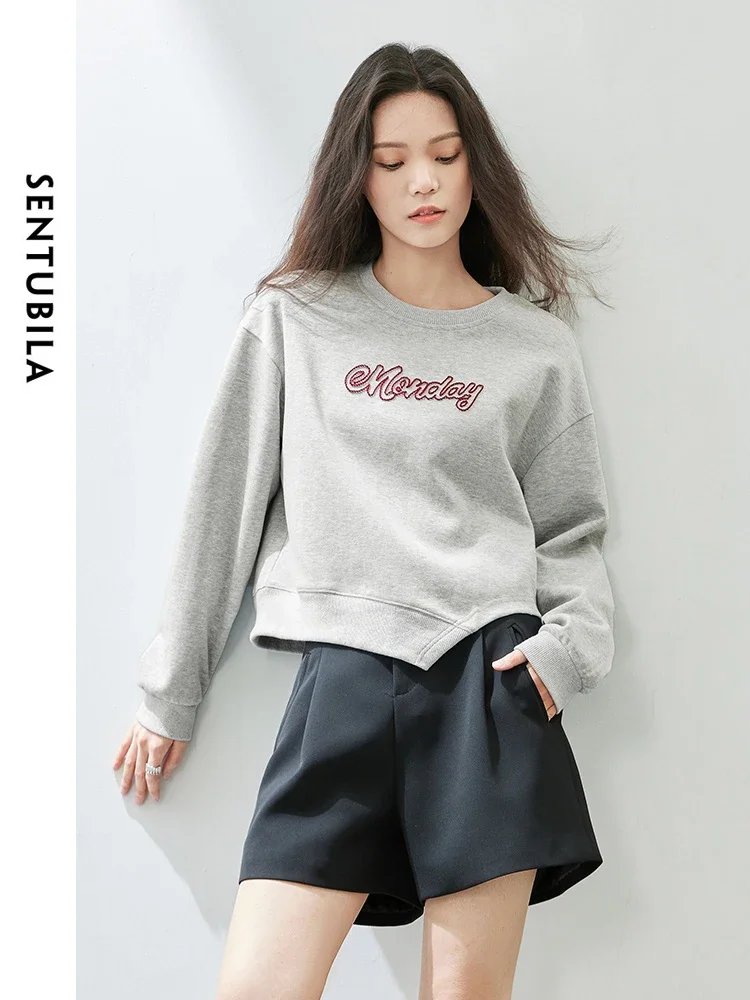 SENTUBILA Embroidery Cotton Blend Sweatshirts Women 2025 Spring Autumn Loose Drop Sleeve Pullover Womens Tops Clothing 141A53460
SENTUBILA Embroidery Cotton Blend Sweatshirts Women 2025 Spring Autumn Loose Drop Sleeve Pullover Womens Tops Clothing 141A53460