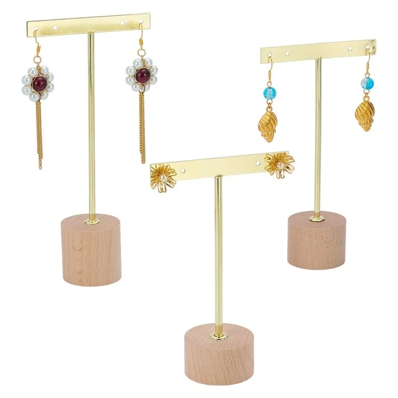 Metal T Bar Earring Display Stand Jewelry Stand with Wooden Round Base Earring Hanging Holders Jewelry Organizer
Metal T Bar Earring Display Stand Jewelry Stand with Wooden Round Base Earring Hanging Holders Jewelry Organizer