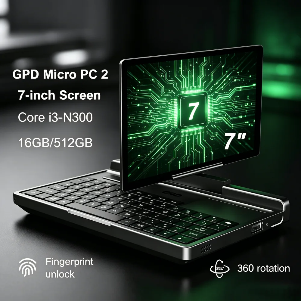 GPD Micro PC 2 2026 New 7 Inch Touch Screen Mini Laptop 16GB RAM 512GB SSD N300 CPU Windows 11 Low Power Business Laptop
GPD Micro PC 2 2026 New 7 Inch Touch Screen Mini Laptop 16GB RAM 512GB SSD N300 CPU Windows 11 Low Power Business Laptop