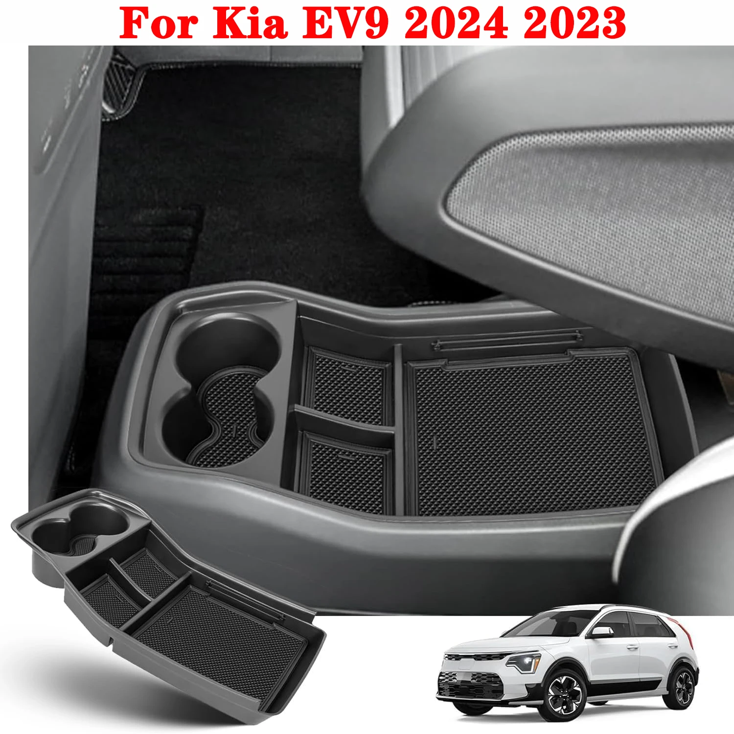 Lower Center Console Organizer with Cup Holder TPE Lower Tray for Kia EV9 2024 2023, TPE Storage Box Interior Accessories
Lower Center Console Organizer with Cup Holder TPE Lower Tray for Kia EV9 2024 2023, TPE Storage Box Interior Accessories