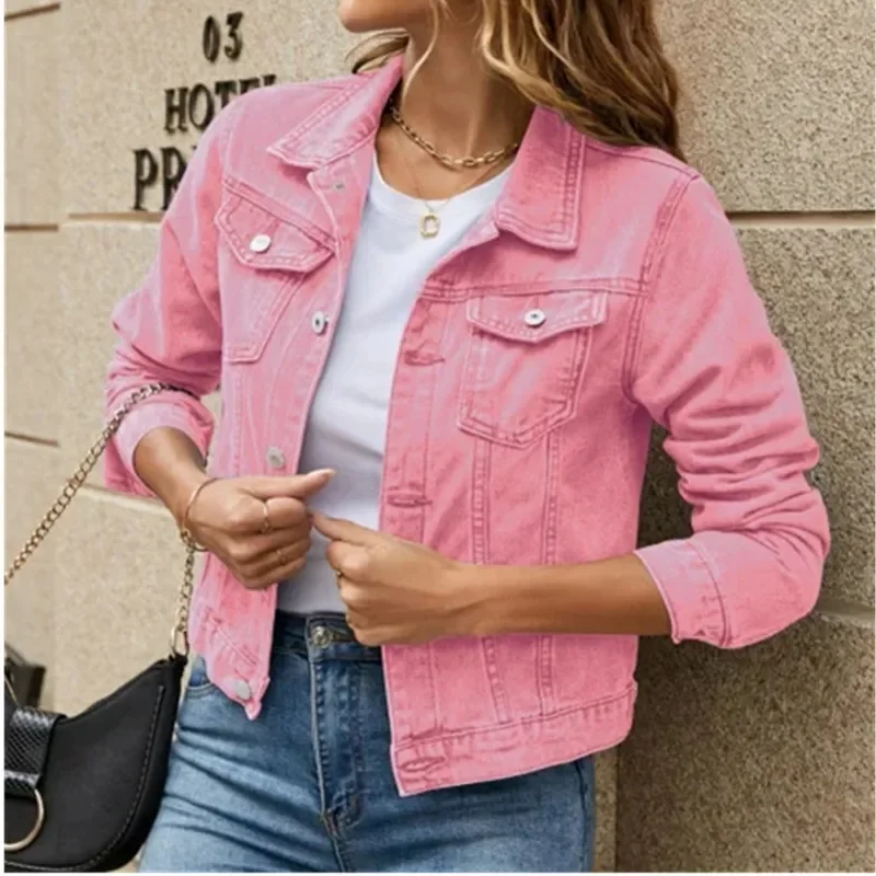 2024 Women Short Denim Jackets Fashion Female Casual Long Sleeve Lapel Solid Button Pocket Slim Jean Jacket Fall Winter Coat
2024 Women Short Denim Jackets Fashion Female Casual Long Sleeve Lapel Solid Button Pocket Slim Jean Jacket Fall Winter Coat