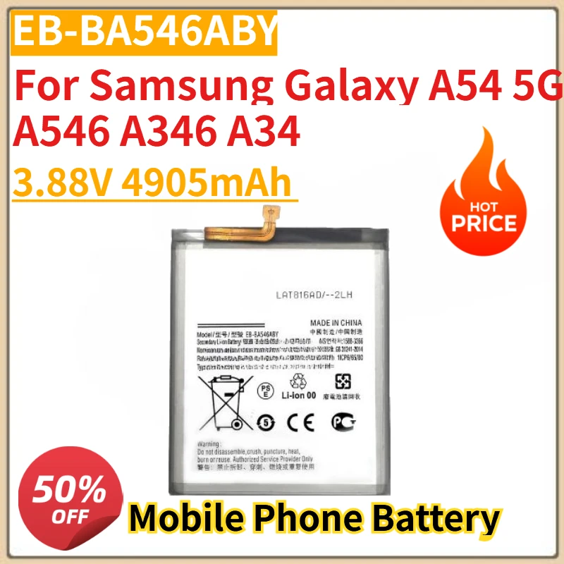 Высококачественный новый аккумулятор для мобильного телефона EB-BA546ABY 3,88 В 4905 мАч для Samsung Galaxy A54 5G A546 A346 A34
Высококачественный новый аккумулятор для мобильного телефона EB-BA546ABY 3,88 В 4905 мАч для Samsung Galaxy A54 5G A546 A346 A34