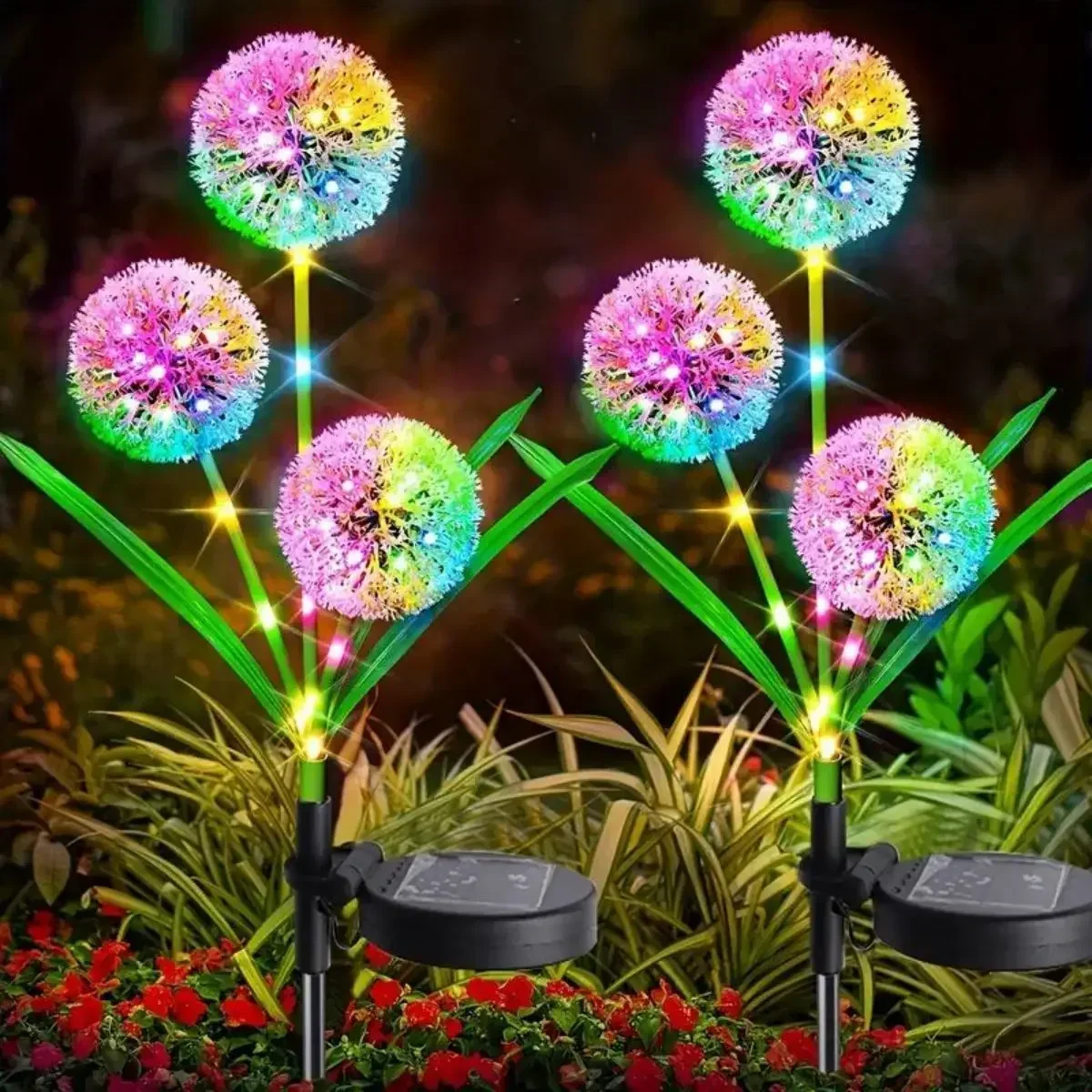 3 LEDS Solar Outdoor Dandelion Lights, LED Color Scallion Ball Lights, Lawn Lights, for Garden, Patio, Walkway, Lawn Decoration 
3 LEDS Solar Outdoor Dandelion Lights, LED Color Scallion Ball Lights, Lawn Lights, for Garden, Patio, Walkway, Lawn Decoration