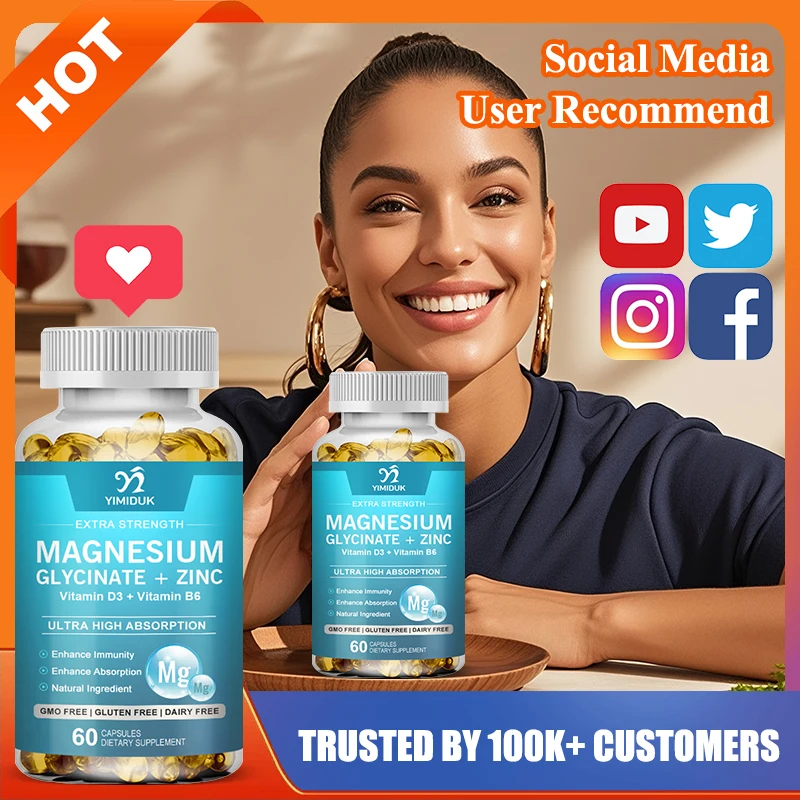 Yimiduk Premium Magnesium Glycinate + Zinc Capsules, with Vitamin B6 & D3, Support Better Sleep, Calm Nerves & Strong Immunity
Yimiduk Premium Magnesium Glycinate + Zinc Capsules, with Vitamin B6 & D3, Support Better Sleep, Calm Nerves & Strong Immunity