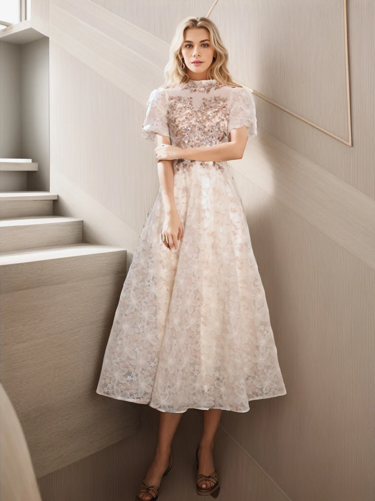 Champagne Women Midi Dresses For Engagement Vintage High Neck A-Line Tea-Length Lace Wedding Party Dresses
Champagne Women Midi Dresses For Engagement Vintage High Neck A-Line Tea-Length Lace Wedding Party Dresses