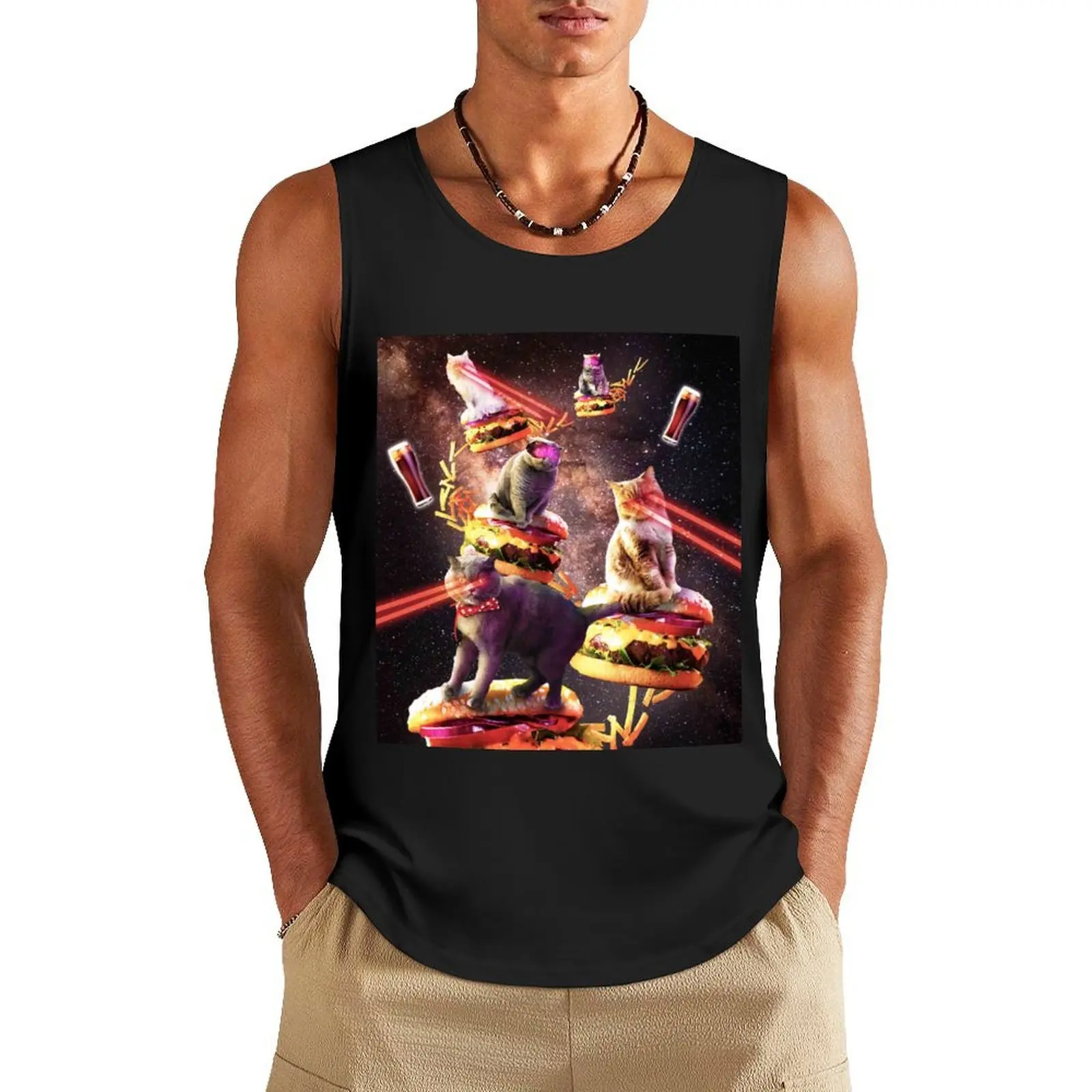 Galaxy Laser Cat On Burger - Space Cheeseburger Cats with Lazer Tank Top Vest male Sleeveless top vest for men
Galaxy Laser Cat On Burger - Space Cheeseburger Cats with Lazer Tank Top Vest male Sleeveless top vest for men