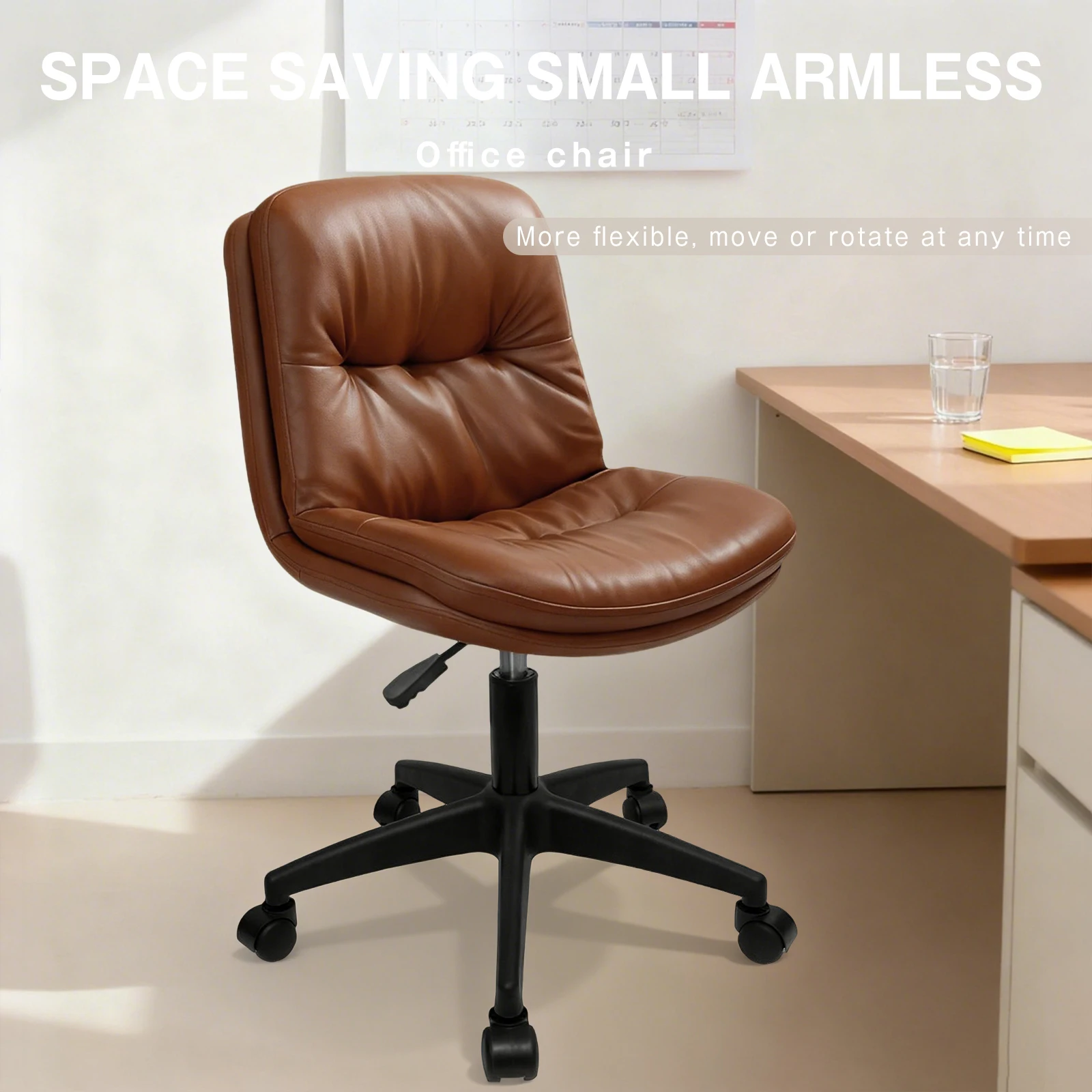 Office Chair, Ergonomic Desk Chair with Padded Cushion & Backrest, Adjustable Height & 360° Swivel, Armless Task Chair for Home
Office Chair, Ergonomic Desk Chair with Padded Cushion & Backrest, Adjustable Height & 360° Swivel, Armless Task Chair for Home