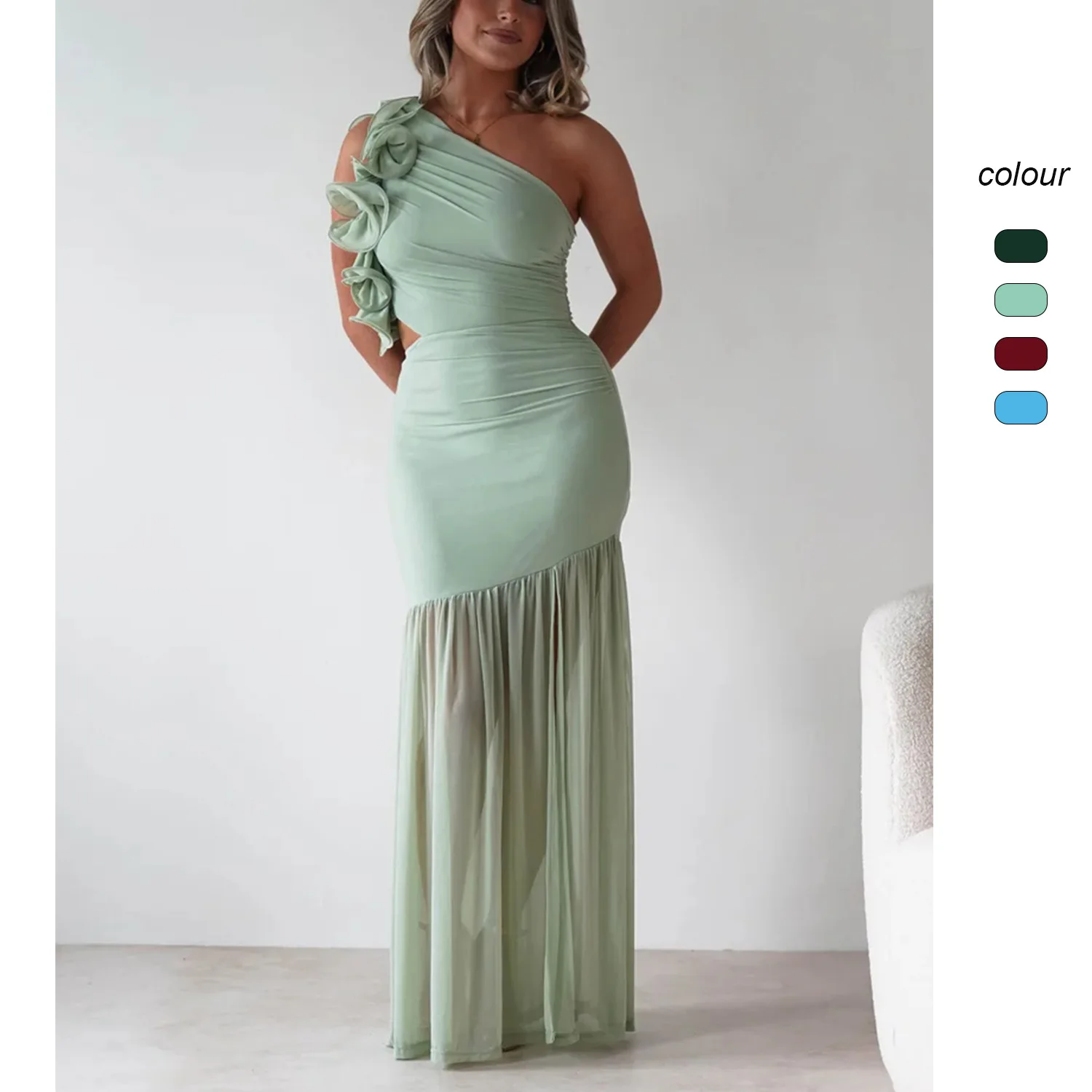 2025 Cross-border Autumn And Winter Hollow Shoulder Lotus Leaf Edge Fashionable Mesh Dress For Europe And America
2025 Cross-border Autumn And Winter Hollow Shoulder Lotus Leaf Edge Fashionable Mesh Dress For Europe And America